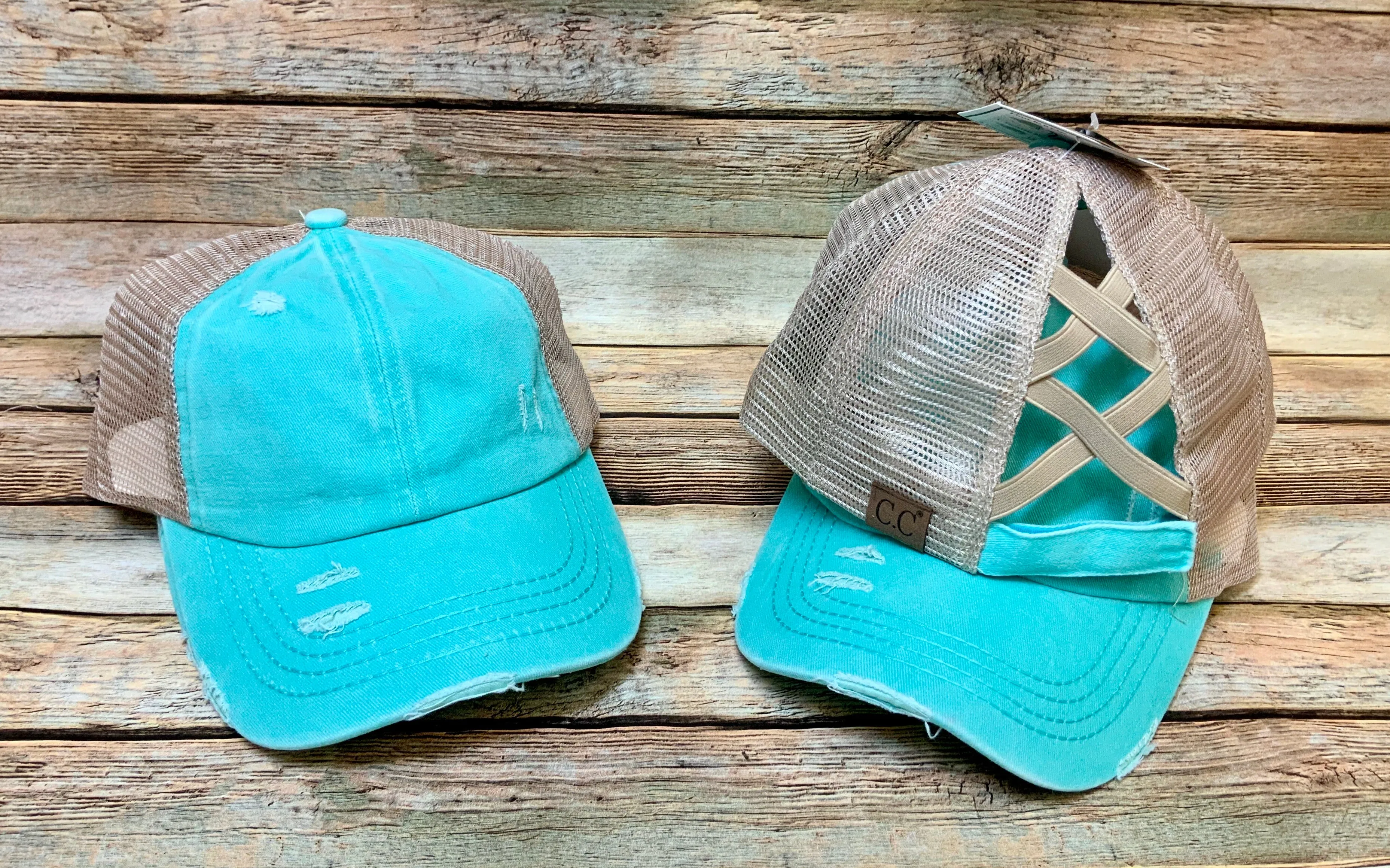 Criss Cross Distressed Pony Tail Caps (Authentic CC Brand)