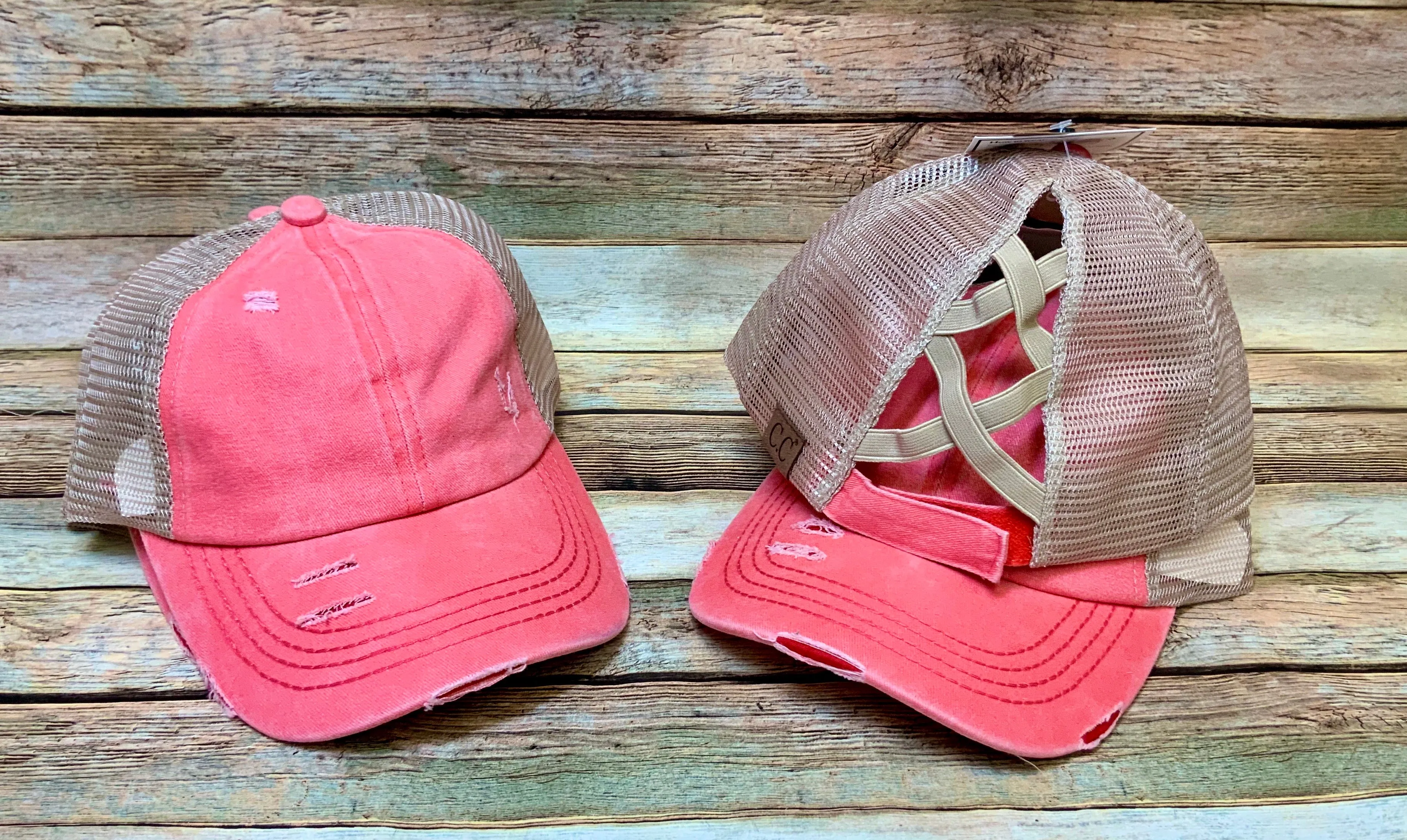 Criss Cross Distressed Pony Tail Caps (Authentic CC Brand)
