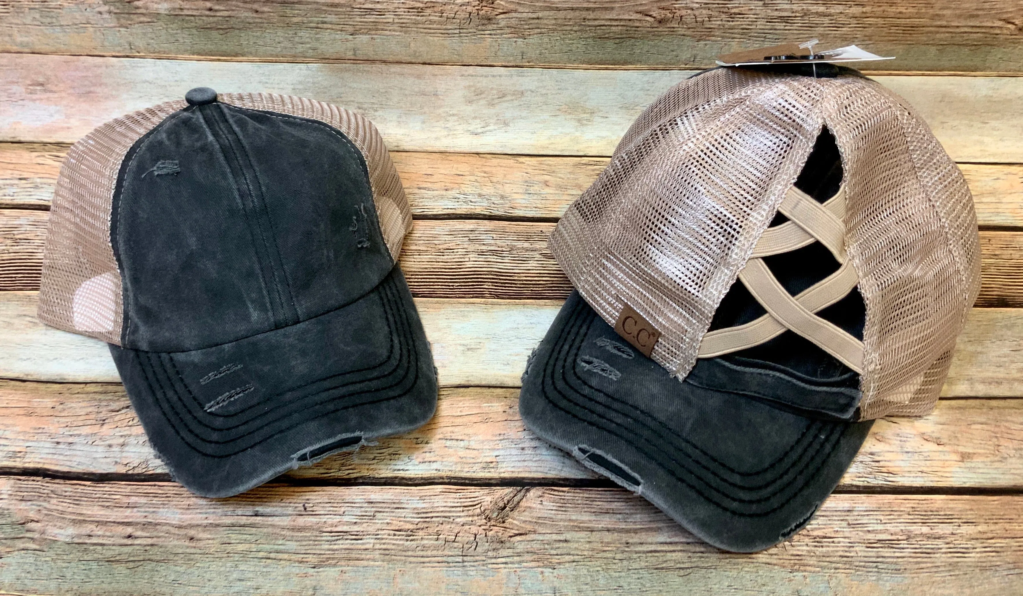 Criss Cross Distressed Pony Tail Caps (Authentic CC Brand)