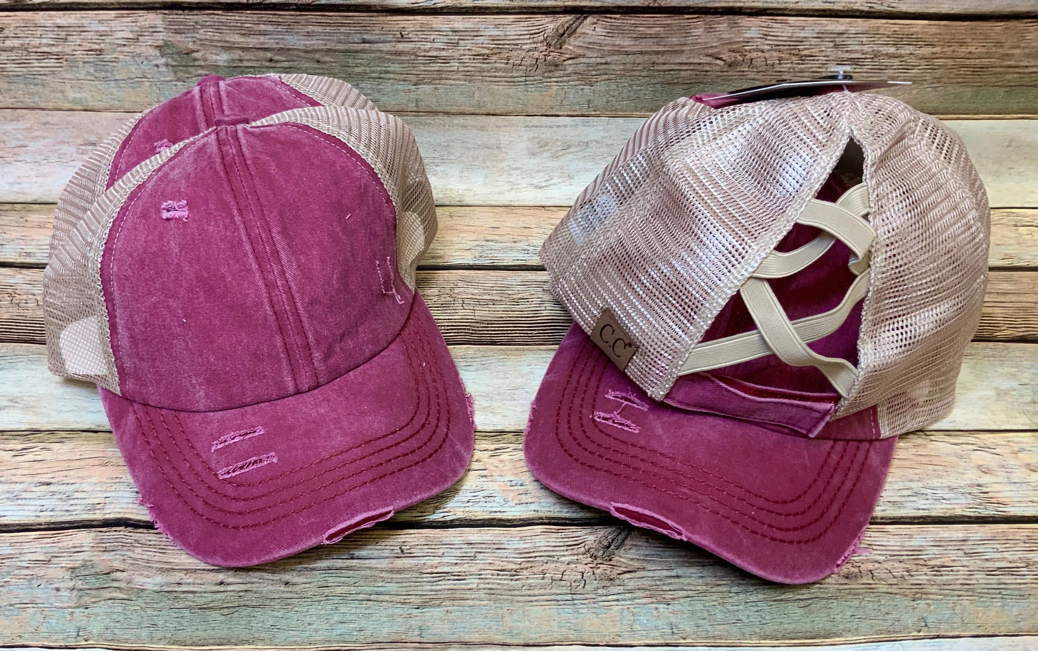 Criss Cross Distressed Pony Tail Caps (Authentic CC Brand)