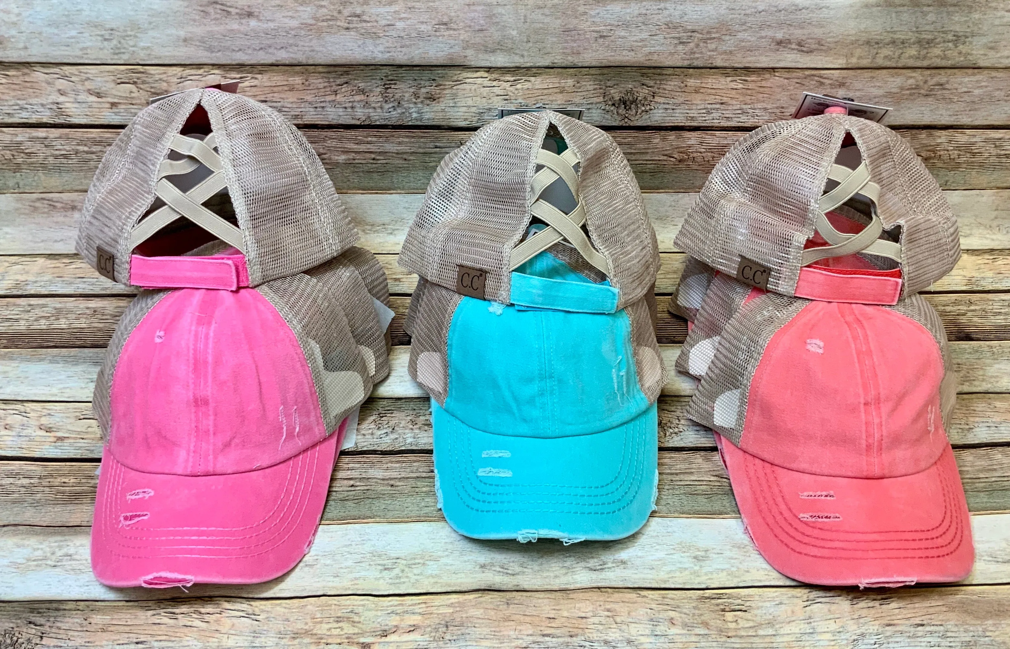 Criss Cross Distressed Pony Tail Caps (Authentic CC Brand)