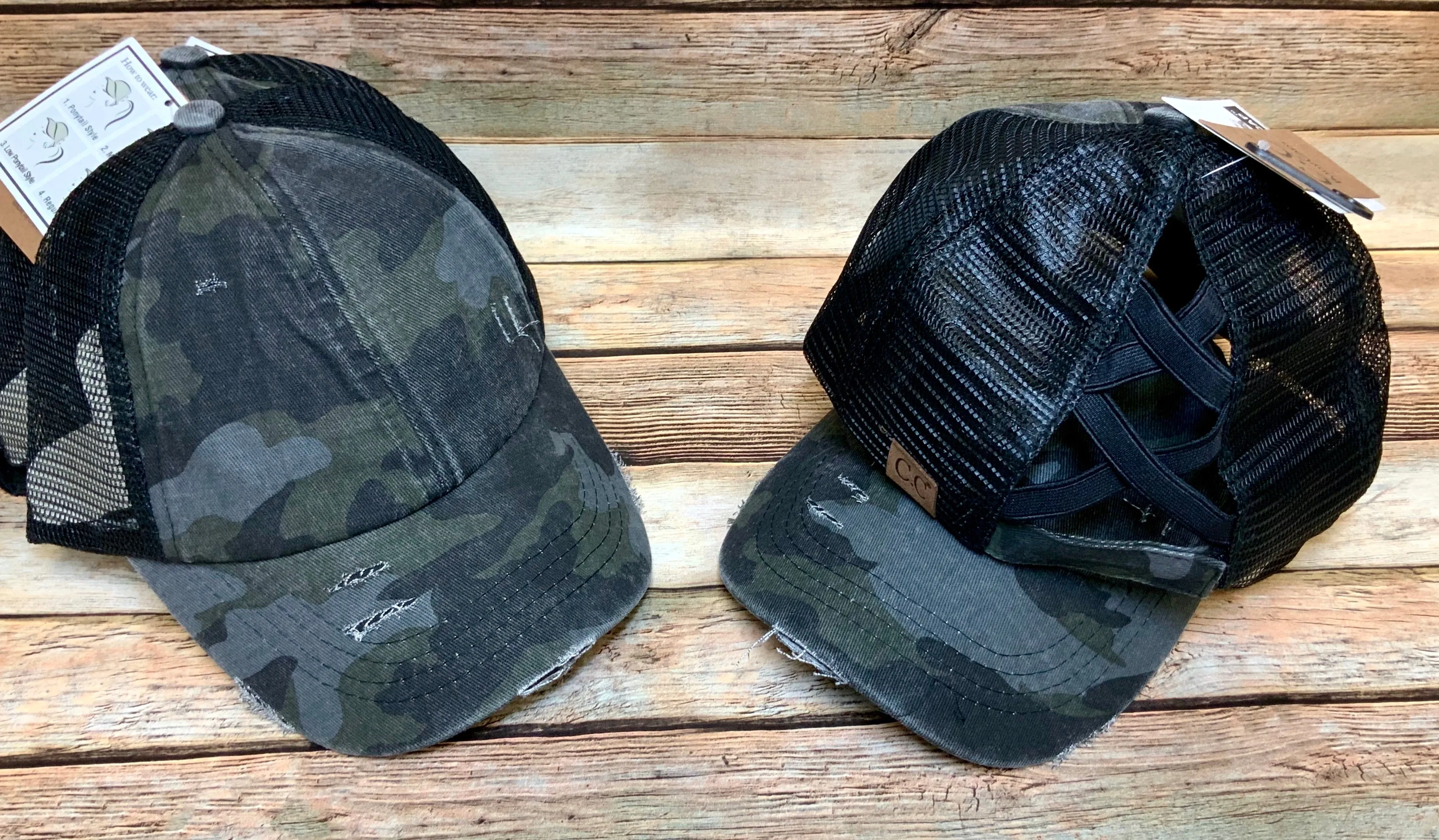Criss Cross Distressed Pony Tail Caps (Authentic CC Brand)