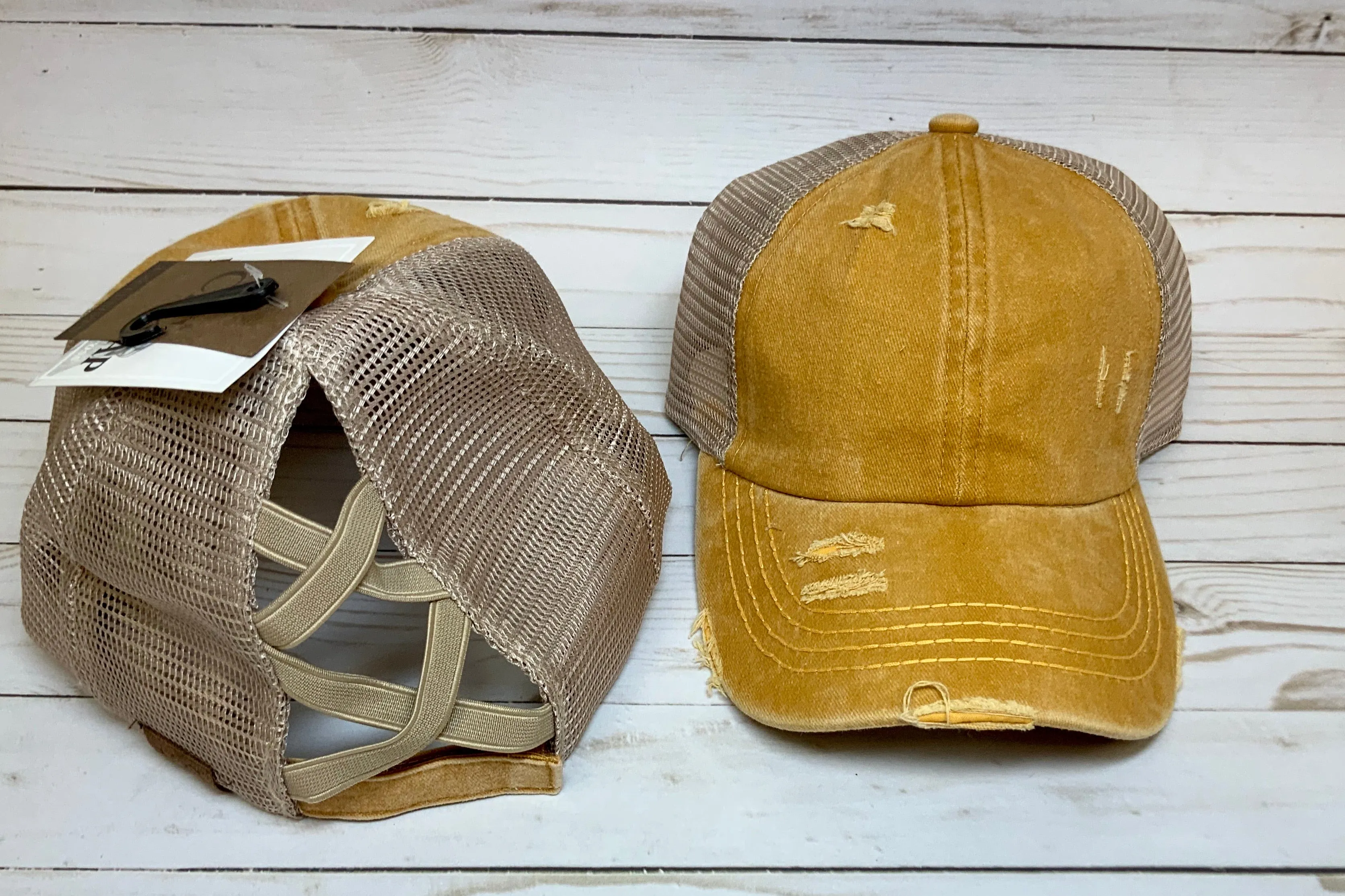 Criss Cross Distressed Pony Tail Caps (Authentic CC Brand)