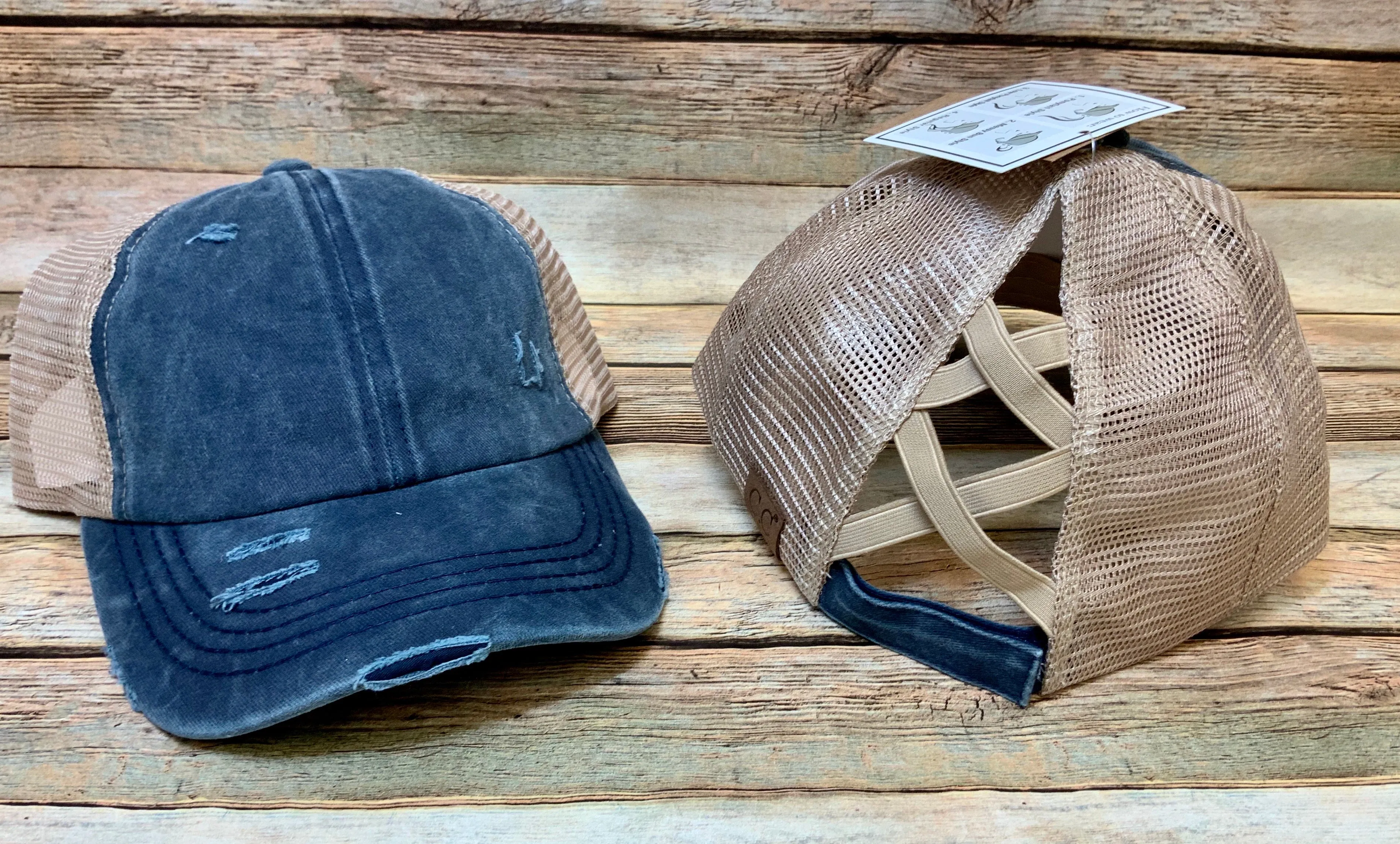Criss Cross Distressed Pony Tail Caps (Authentic CC Brand)