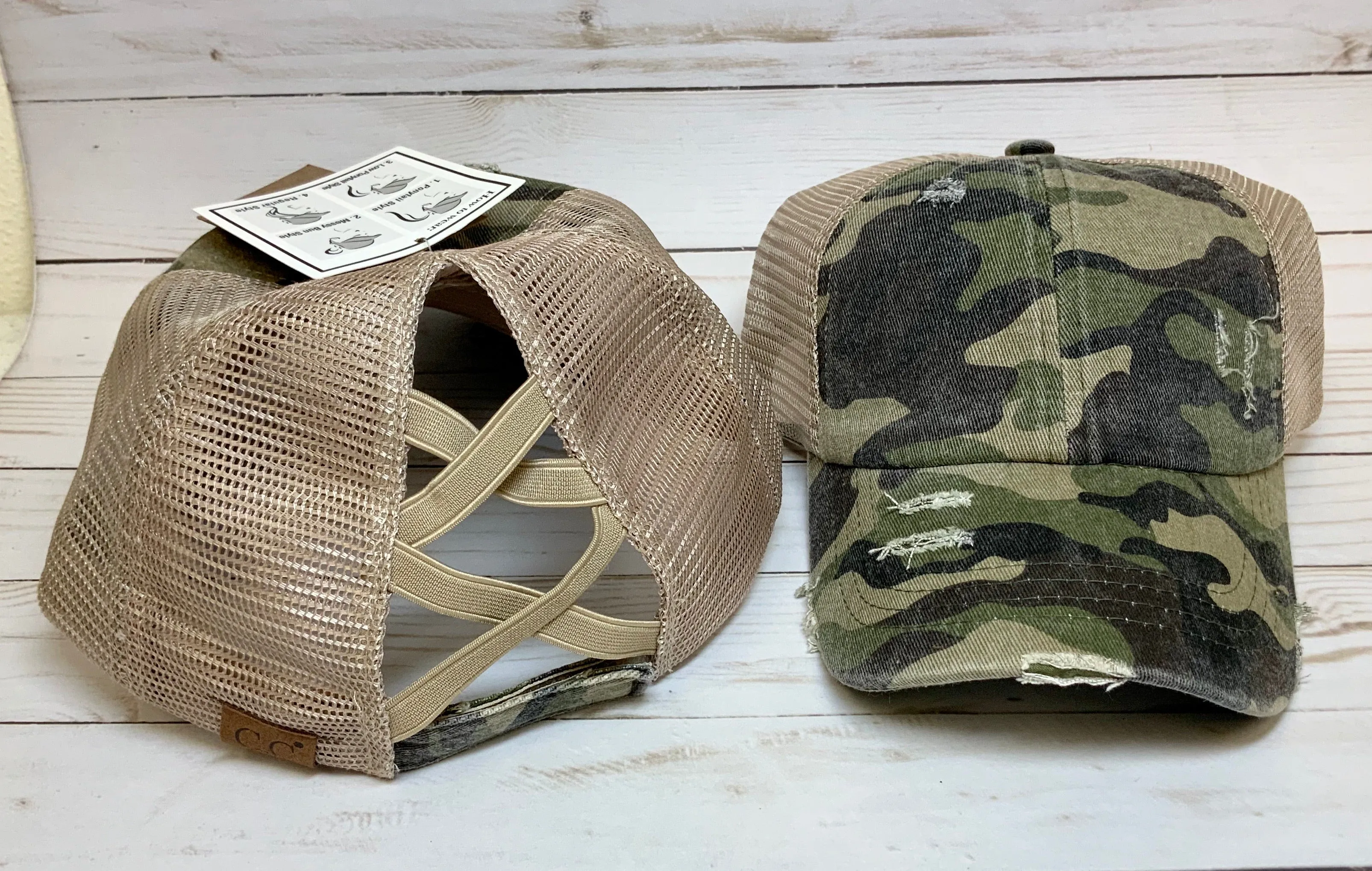 Criss Cross Distressed Pony Tail Caps (Authentic CC Brand)
