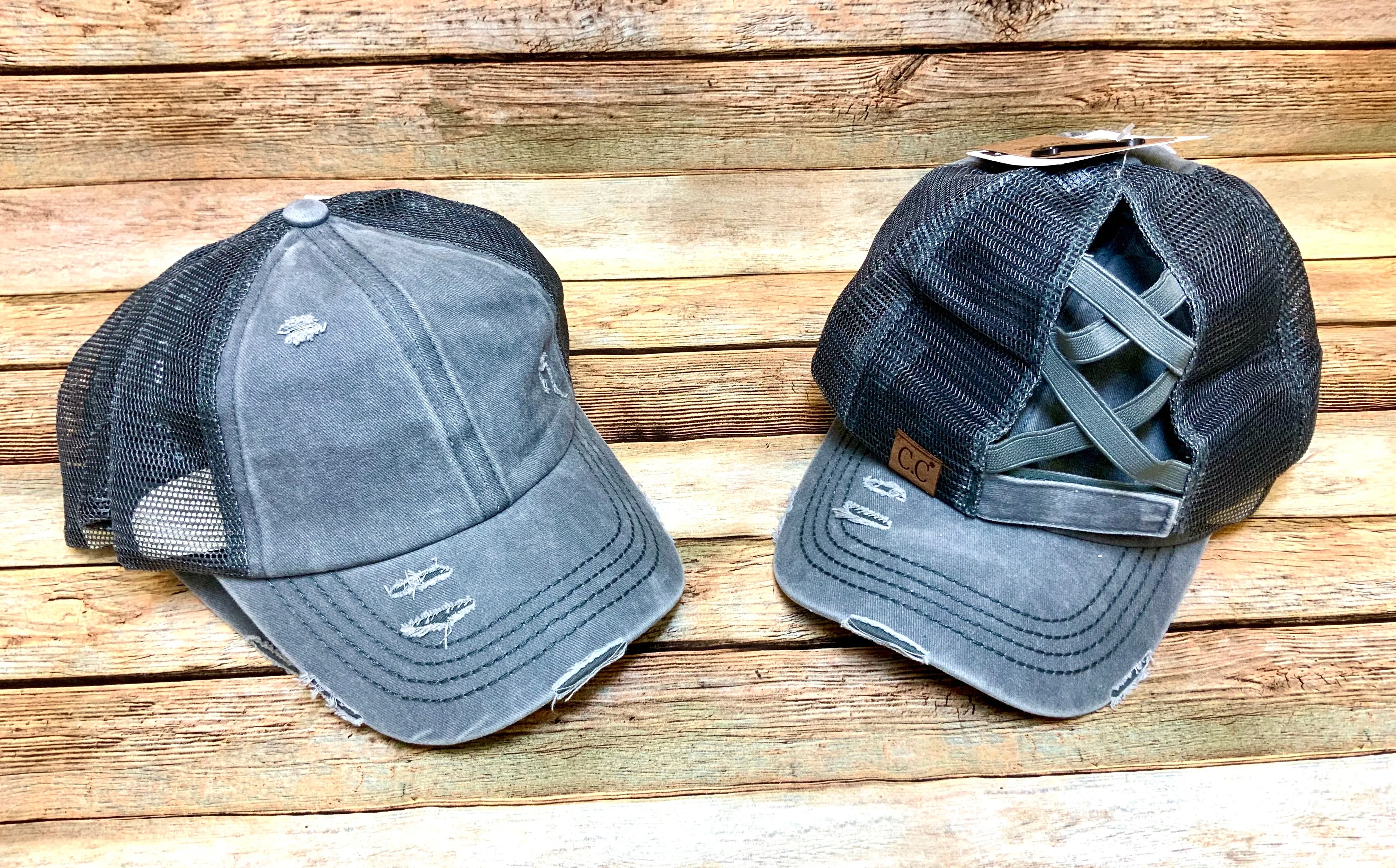 Criss Cross Distressed Pony Tail Caps (Authentic CC Brand)
