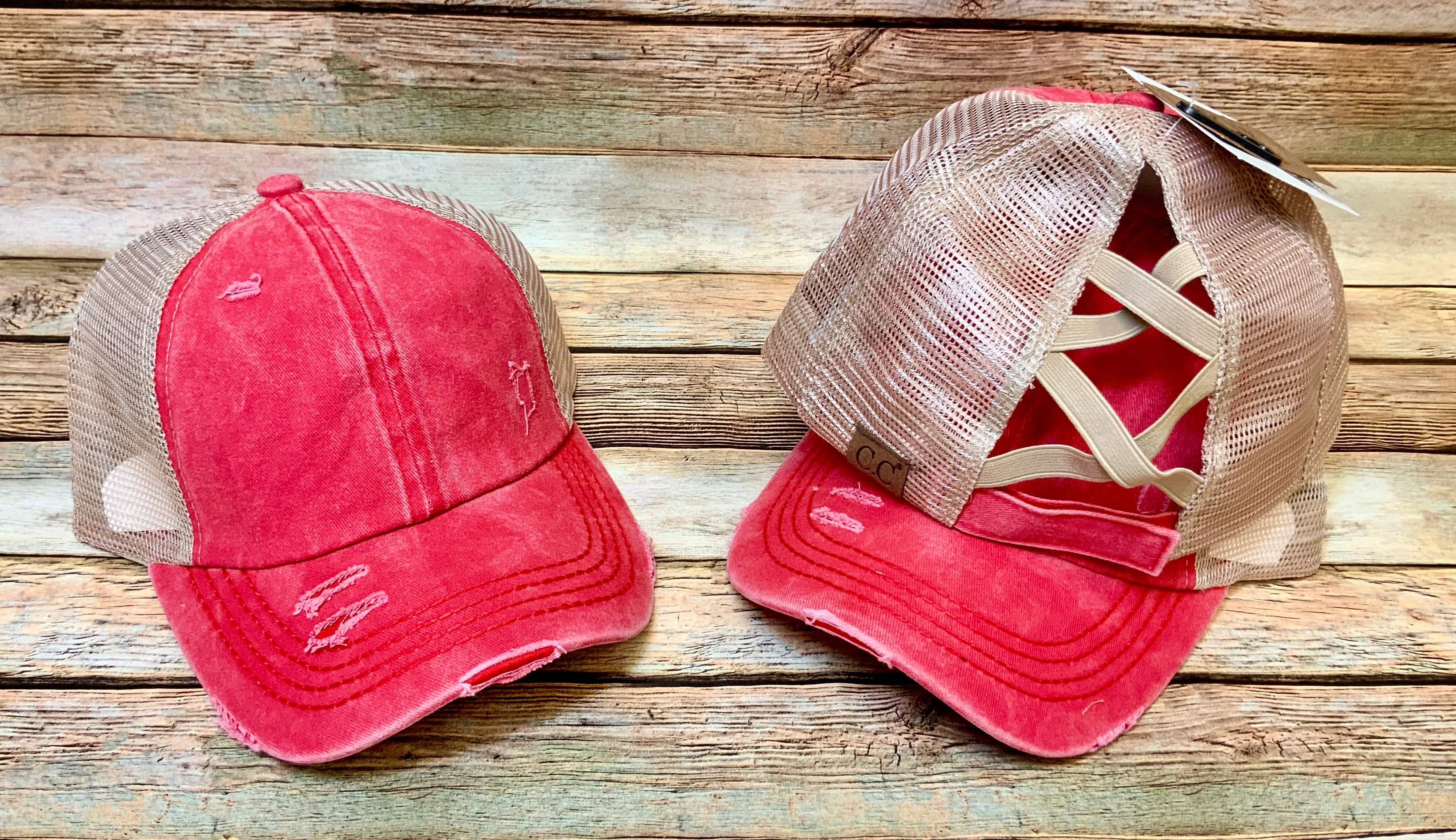 Criss Cross Distressed Pony Tail Caps (Authentic CC Brand)