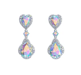 Cubic Zirconia Enchanted Heart AB Cascade Earrings