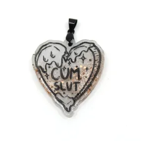 Cum Slut Collar Tag in Rose Gold Glitter