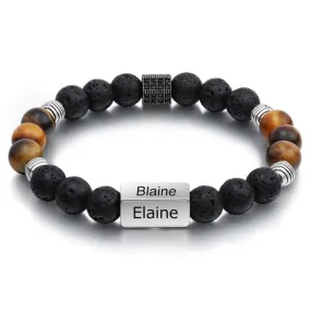 Custom Beaded Bracelet for Men Women - Personalized Beaded Bracelet - Name Bracelet - Gift for Him Her - Customized Engraved Stone Bracelet