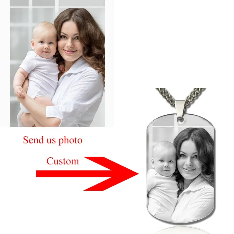 Custom Made-Titanium Steel Photo Medallion Pendant Necklace-Personalized Jewelry-Wedding Gift