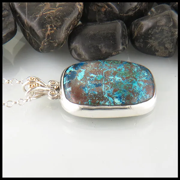 Custom Tropical Pendant in Sterling Silver and Gold