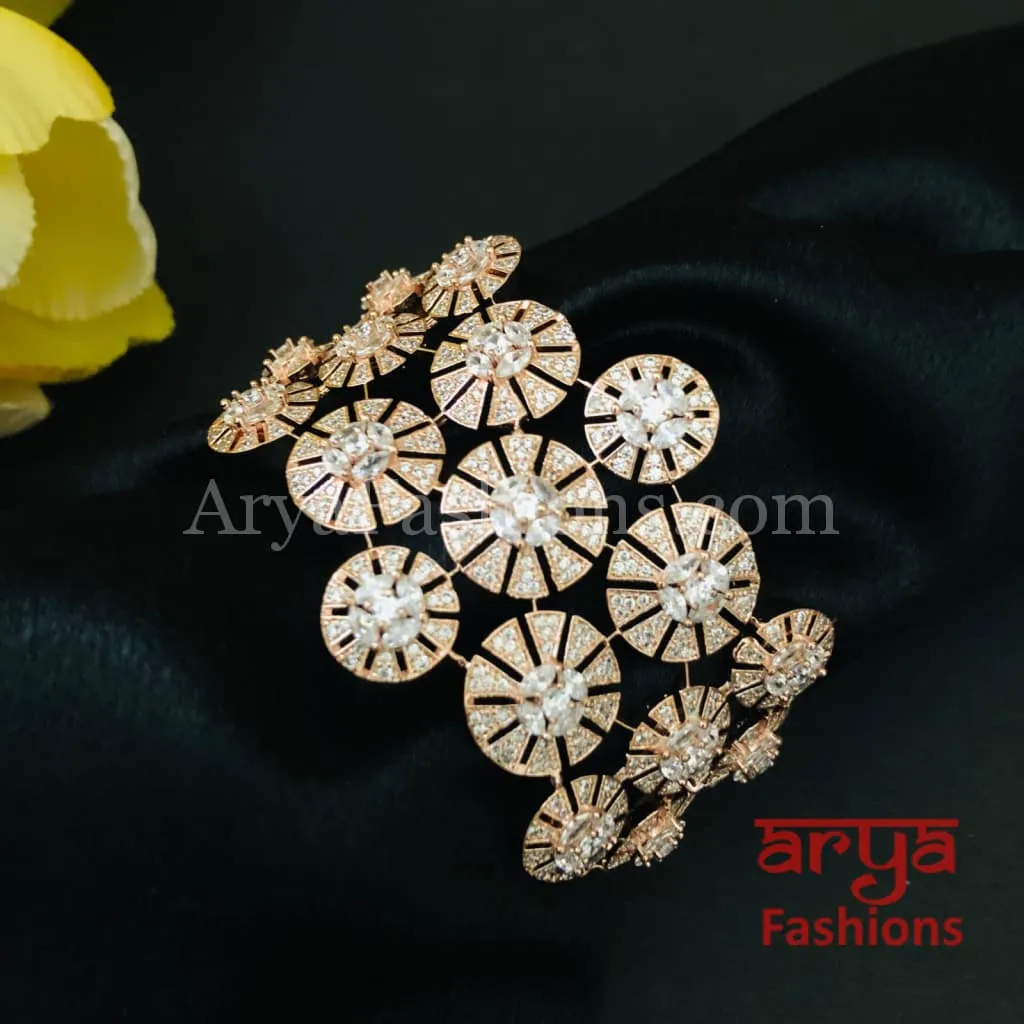 CZ Fusion Designer Silver Victorian Rose Gold Bracelet