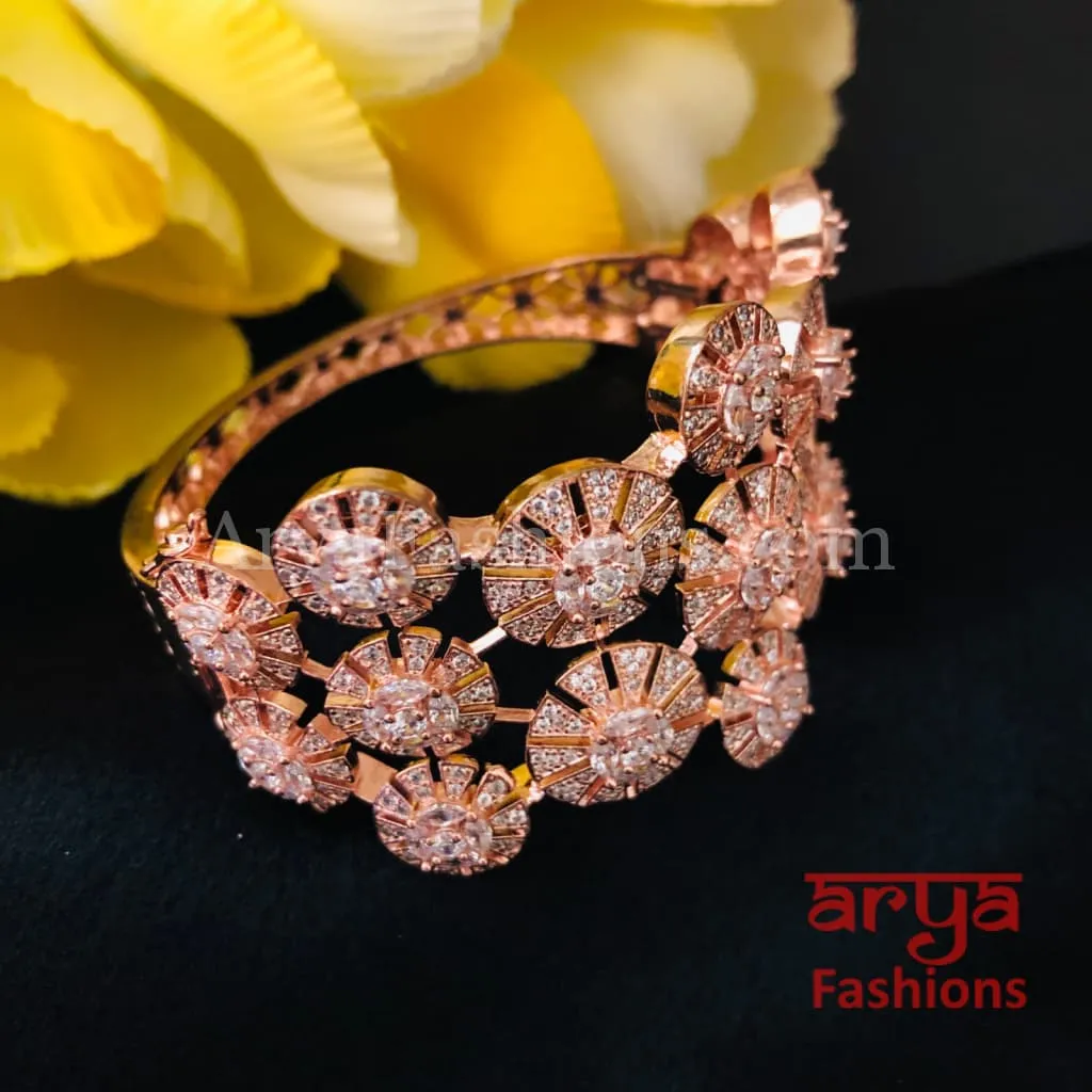 CZ Fusion Designer Silver Victorian Rose Gold Bracelet