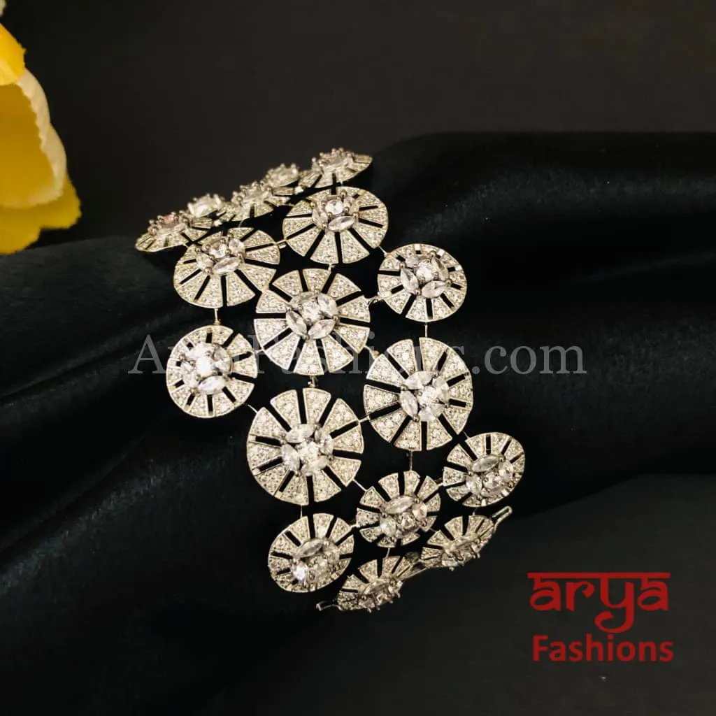 CZ Fusion Designer Silver Victorian Rose Gold Bracelet