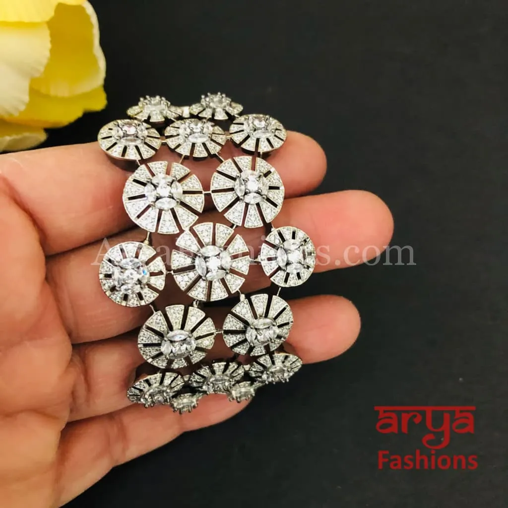 CZ Fusion Designer Silver Victorian Rose Gold Bracelet