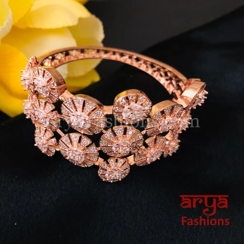 CZ Fusion Designer Silver Victorian Rose Gold Bracelet