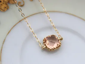 Dainty Blush Champagne Bracelet Square Gold Plated Peach Bracelet - Bridesmaid Bracelet - Bridal Bracelet Blush Champagne Wedding Jewelry