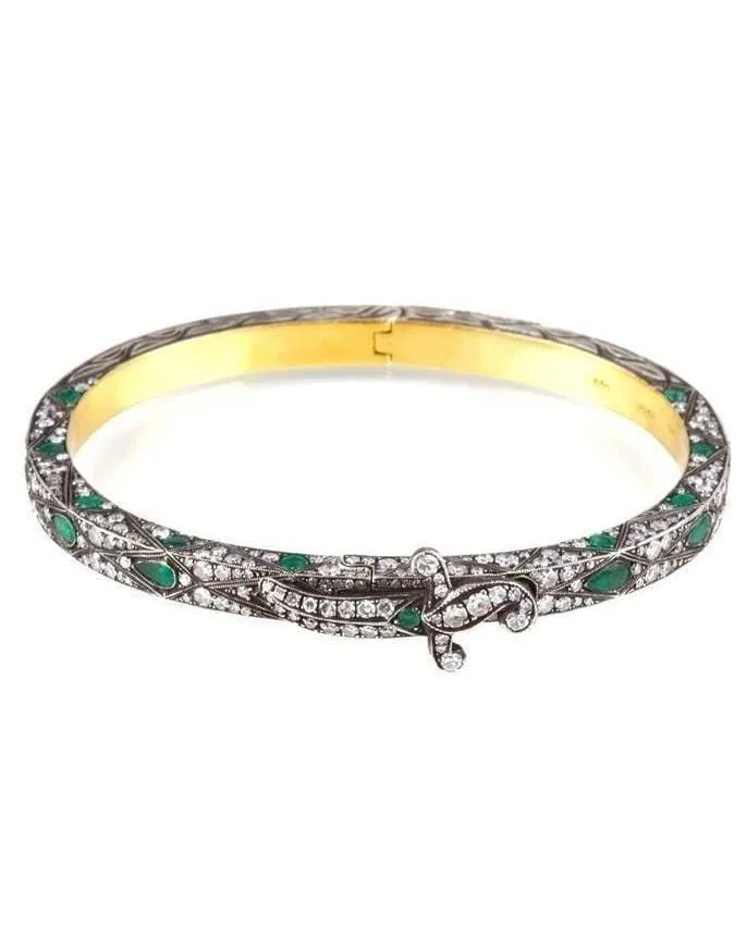 Diamond and Emerald Dagger Bangle