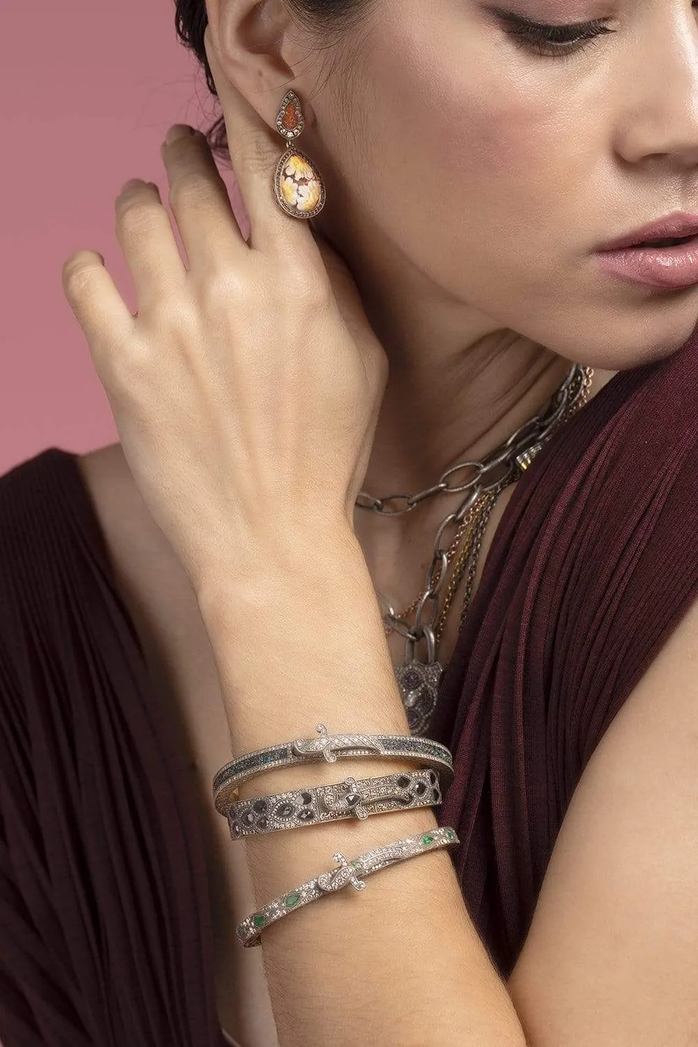 Diamond and Emerald Dagger Bangle