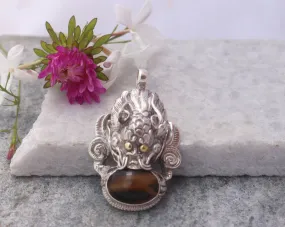 Dragon Head Tiger Eye Sterling Silver Pendant