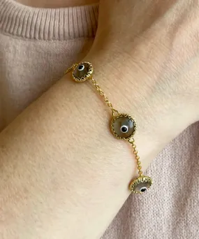 Elegant Murano Glass Evil Eye Gold Plated Bracelet - A Fusion of Style and Protection