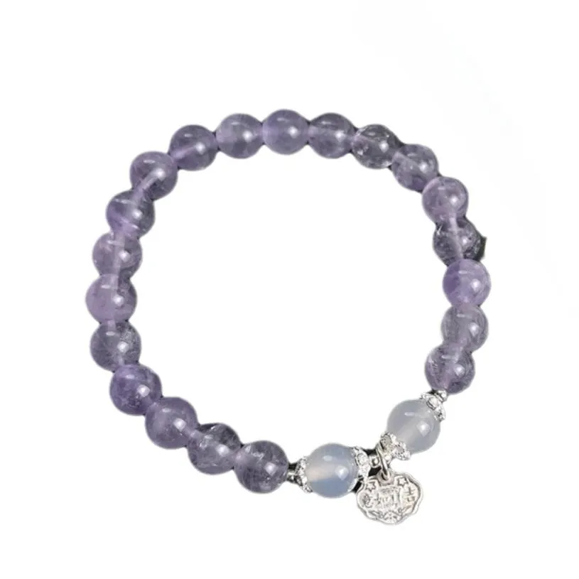 Elegant Sterling Silver Amethyst Bracelet with Safe Lock