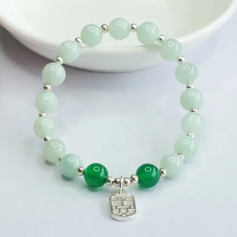 Elegant Sterling Silver Jade Bracelet by Ping An Brand
