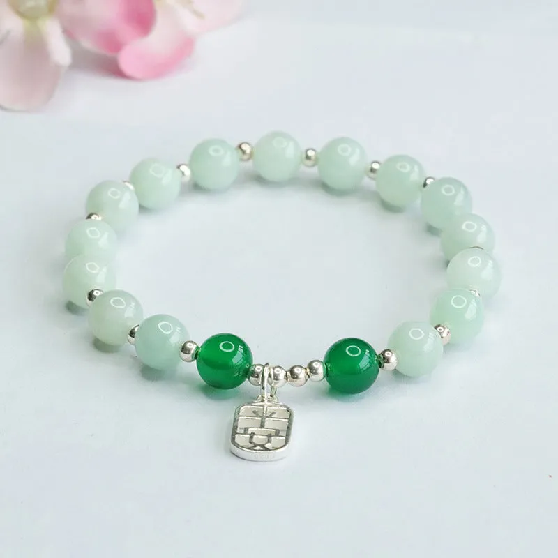 Elegant Sterling Silver Jade Bracelet by Ping An Brand
