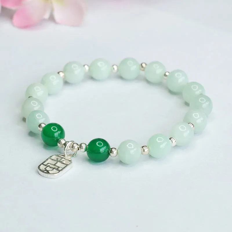 Elegant Sterling Silver Jade Bracelet by Ping An Brand