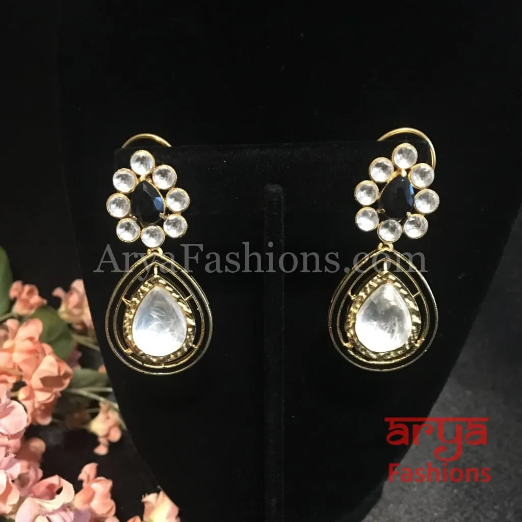 Elegant Two Tone Kundan Party Earrings