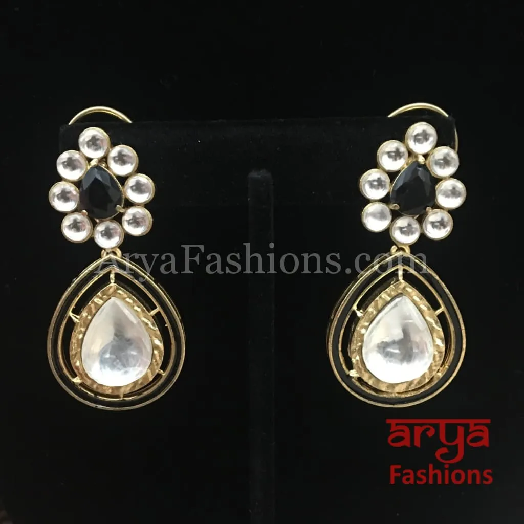 Elegant Two Tone Kundan Party Earrings