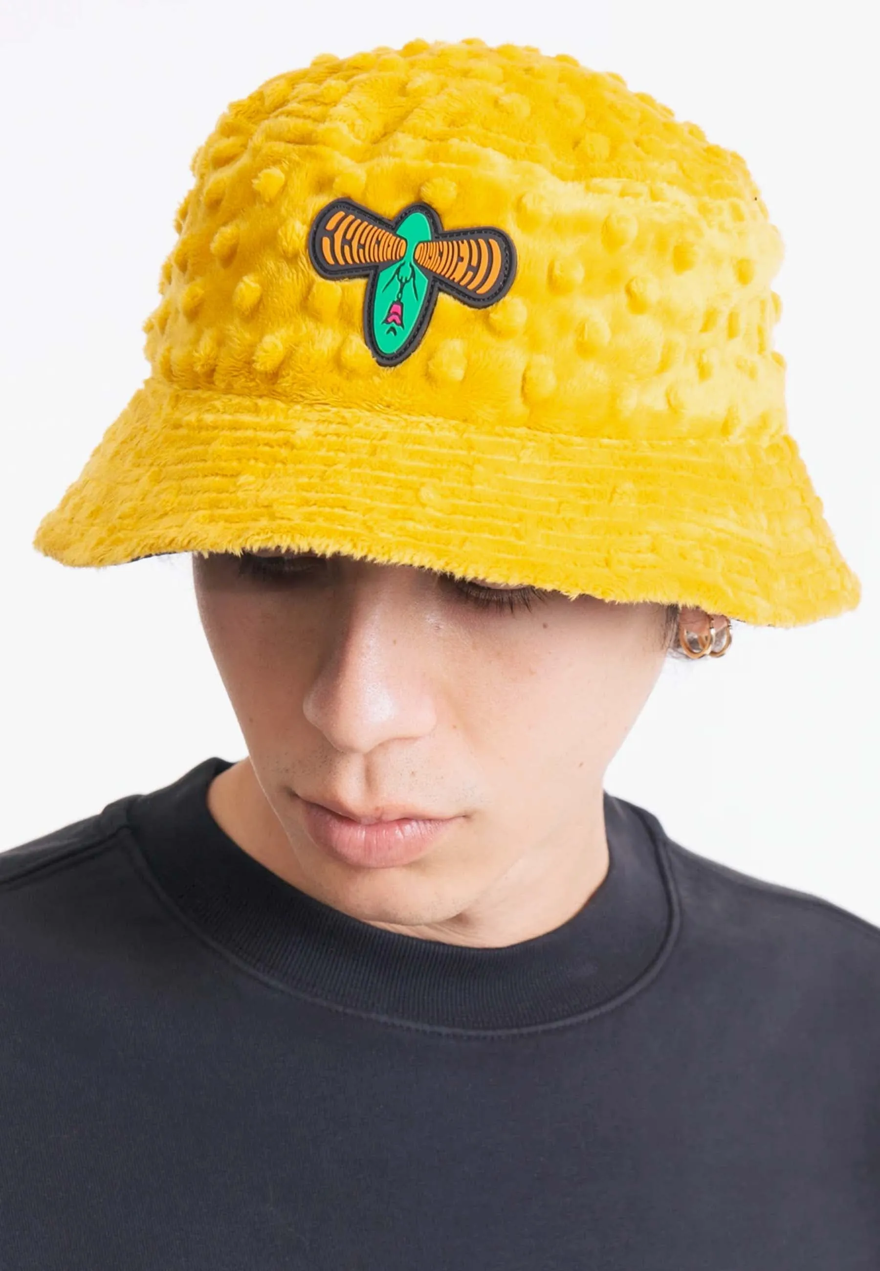 Embossed Fur Bucket Hat - yellow