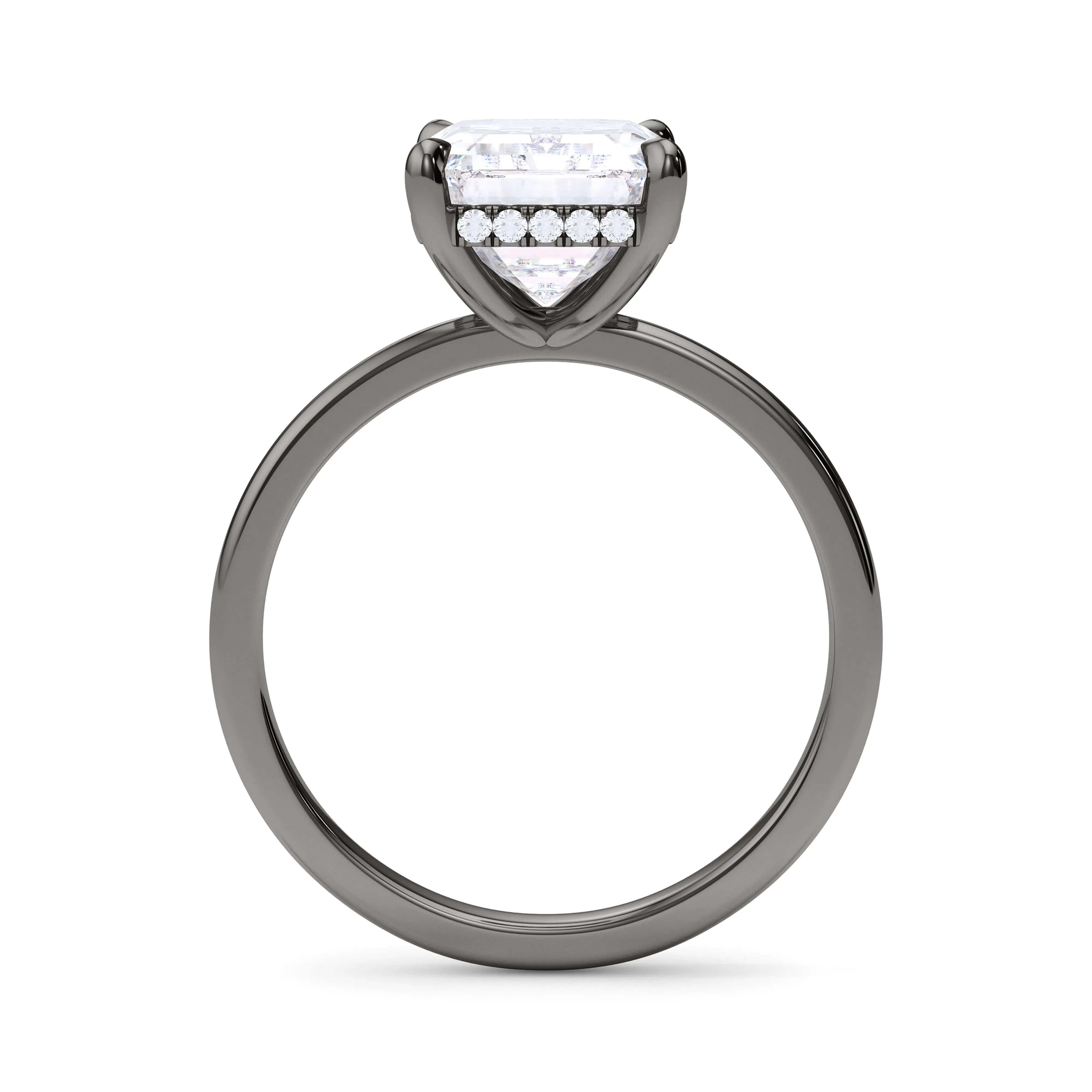 Emerald Cut Hidden Halo Diamond Ring