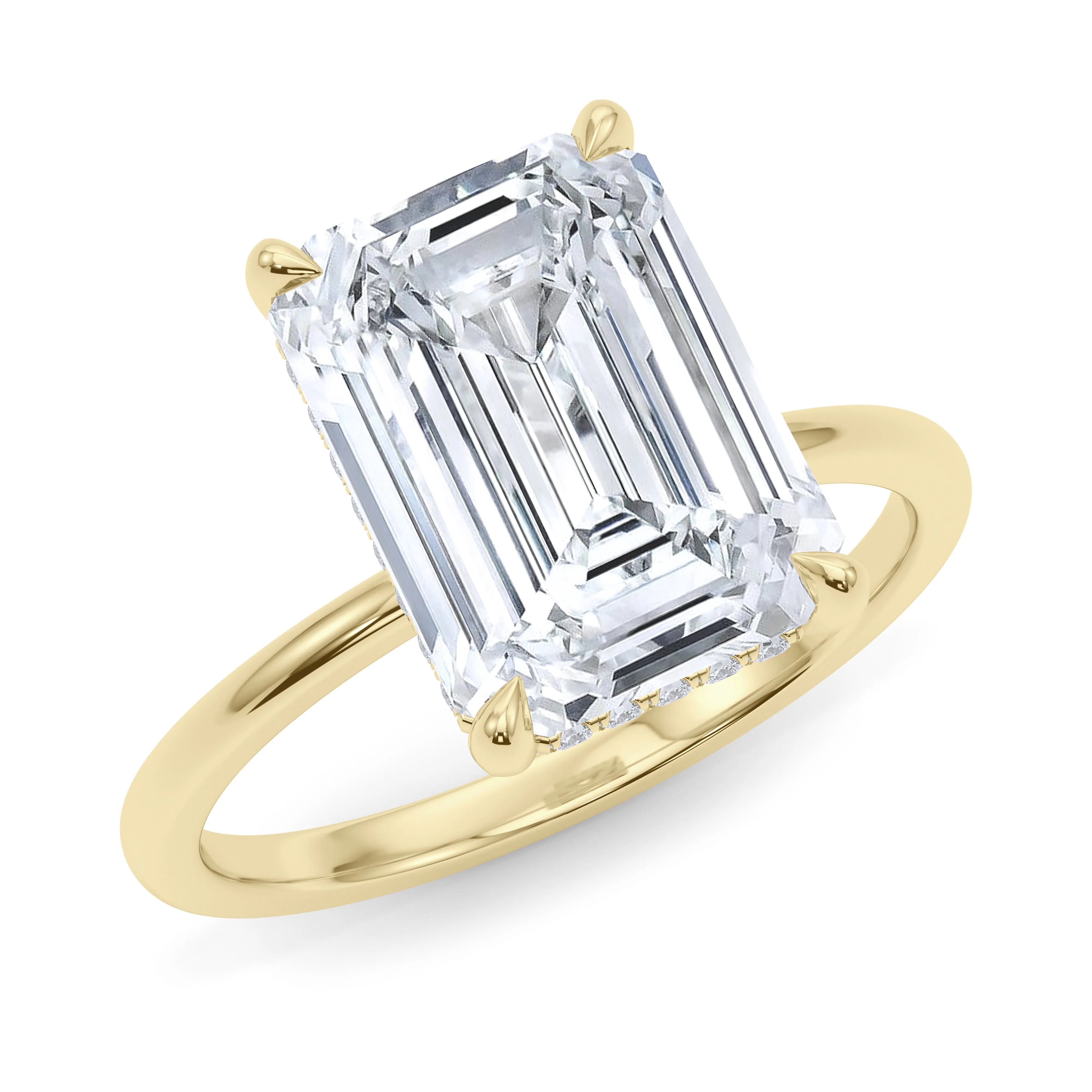 Emerald Cut Hidden Halo Diamond Ring