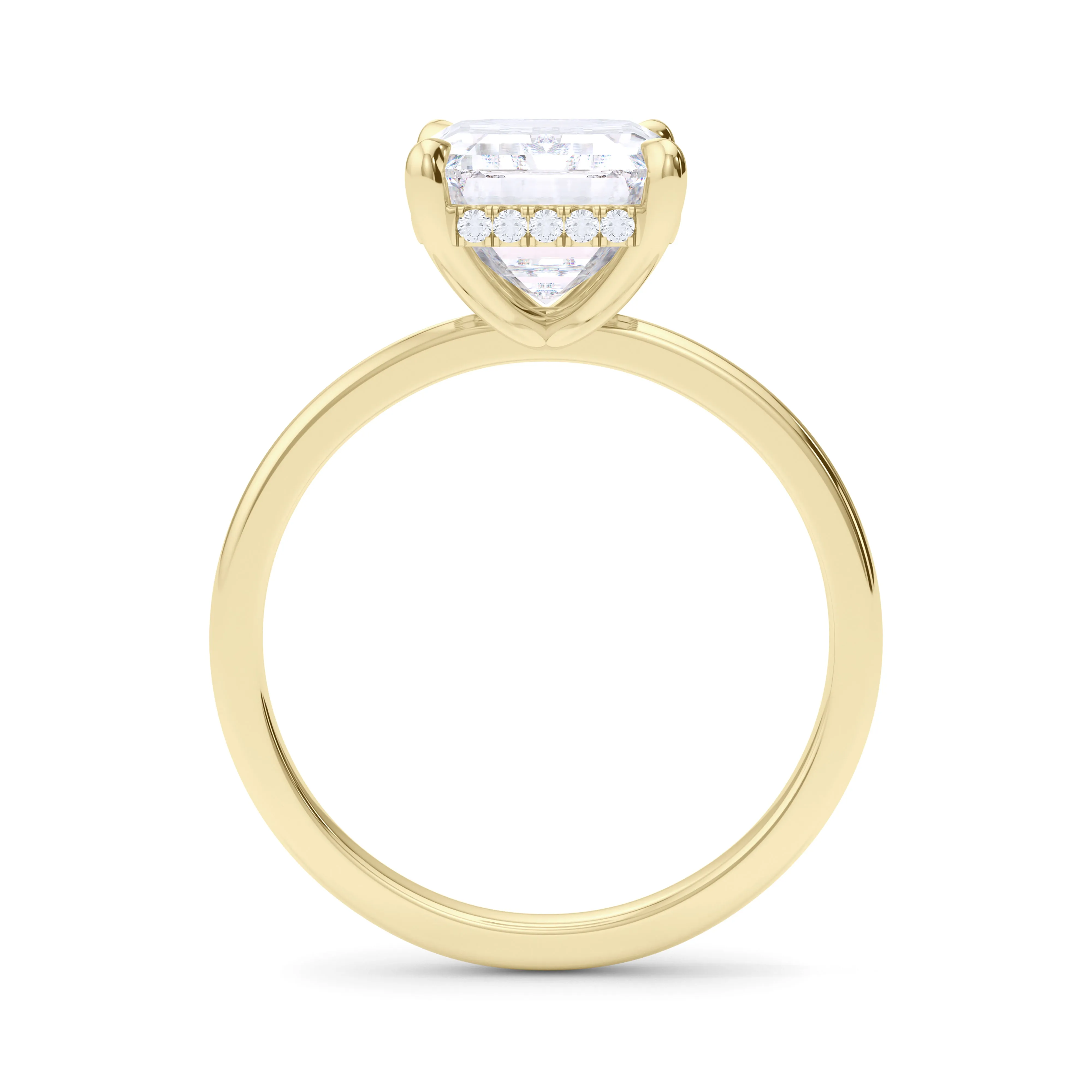 Emerald Cut Hidden Halo Diamond Ring
