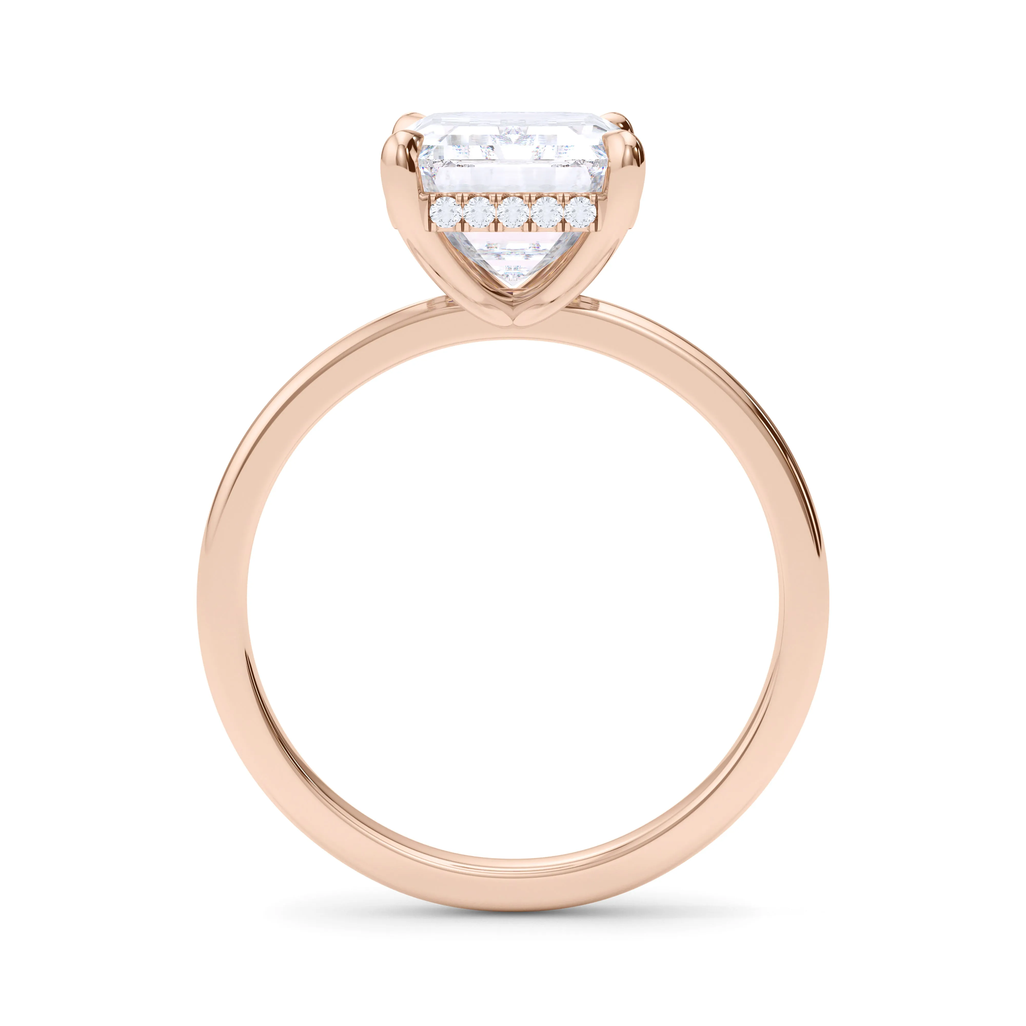 Emerald Cut Hidden Halo Diamond Ring