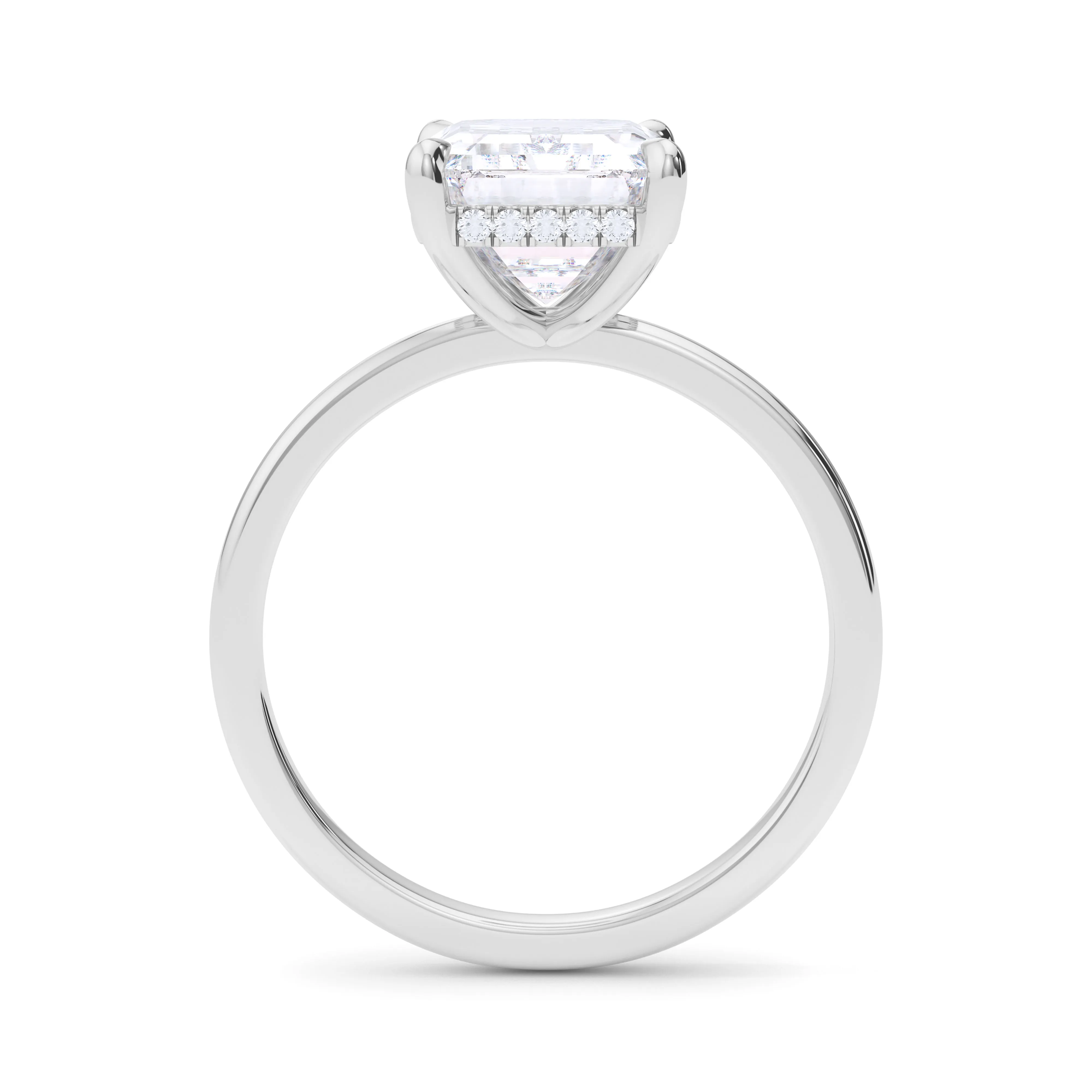 Emerald Cut Hidden Halo Diamond Ring