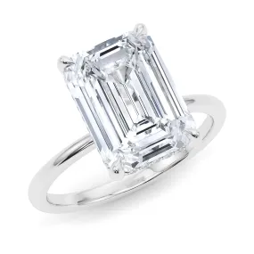 Emerald Cut Hidden Halo Diamond Ring