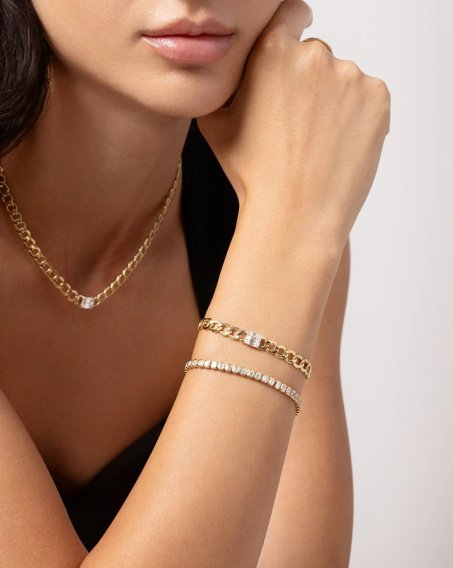 Emerald Illusion Curb Chain Bracelet