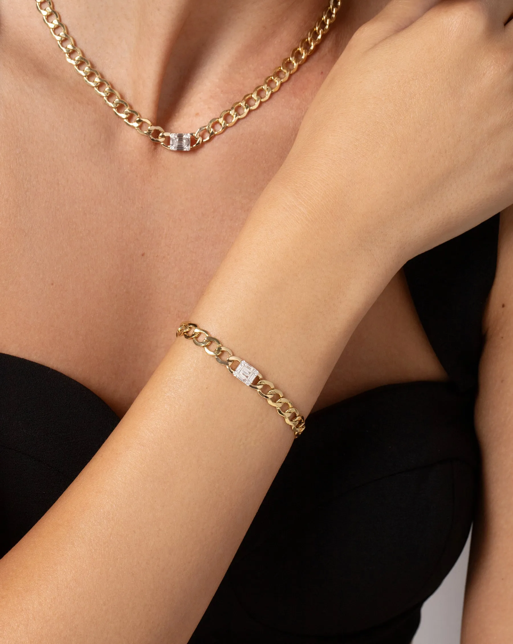 Emerald Illusion Curb Chain Bracelet