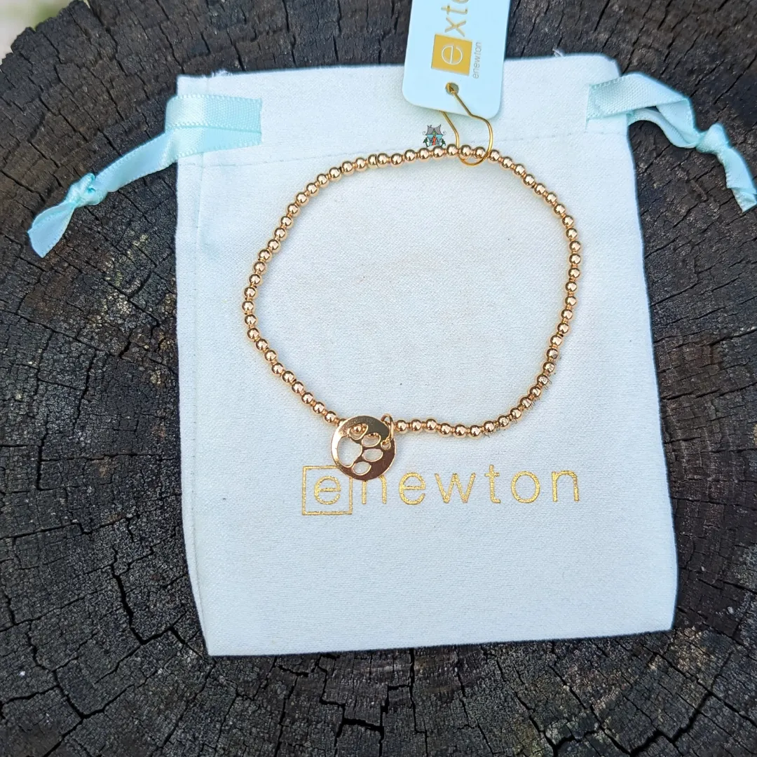 Extends Classic Gold 3mm Bracelet - Paw Print Charm