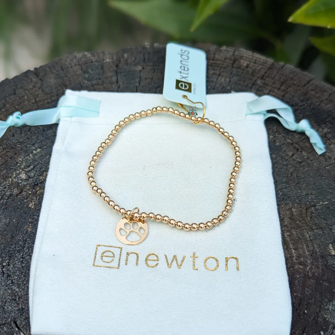 Extends Classic Gold 3mm Bracelet - Paw Print Charm