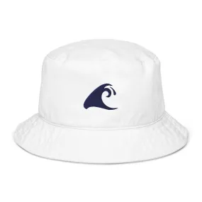 Extremely Stoked®️ Navy Blue Epic Wave Logo on White Organic Bucket Hat