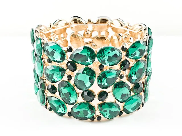 Fancy Bold Green Emerald Multi Stone Fashion Bracelet
