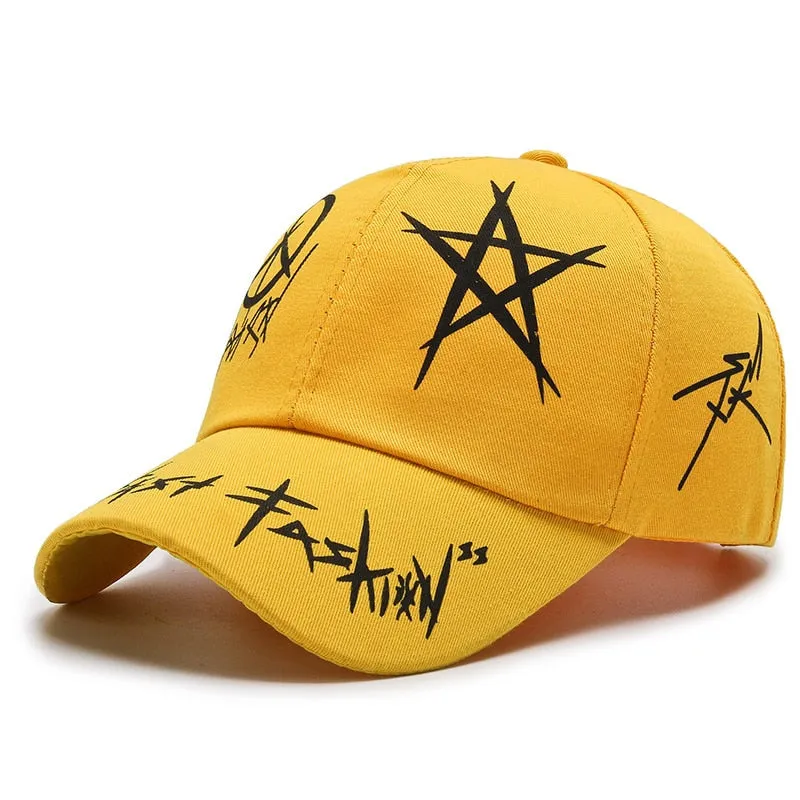 Fashion Women Men Graffiti Print Baseball Cap Female Male Outdoor Snapback Hat Casual Unisex Adjustable Couples Cap Hat