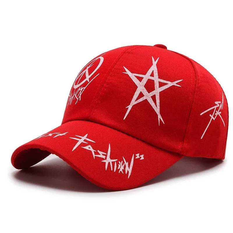 Fashion Women Men Graffiti Print Baseball Cap Female Male Outdoor Snapback Hat Casual Unisex Adjustable Couples Cap Hat