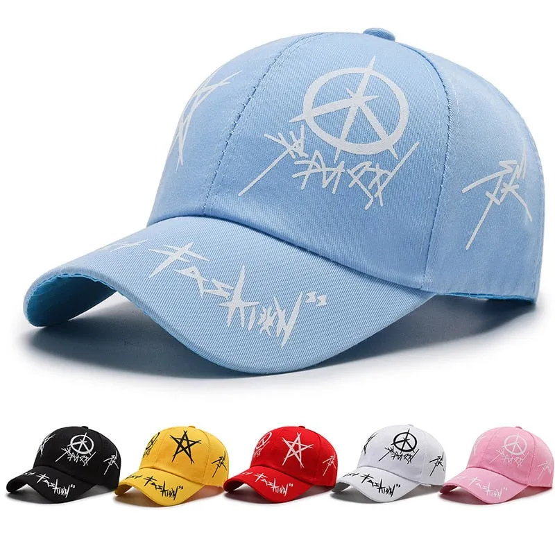 Fashion Women Men Graffiti Print Baseball Cap Female Male Outdoor Snapback Hat Casual Unisex Adjustable Couples Cap Hat