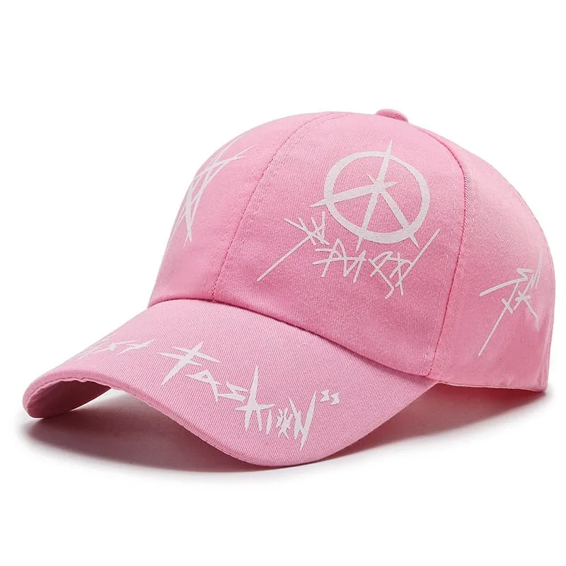 Fashion Women Men Graffiti Print Baseball Cap Female Male Outdoor Snapback Hat Casual Unisex Adjustable Couples Cap Hat