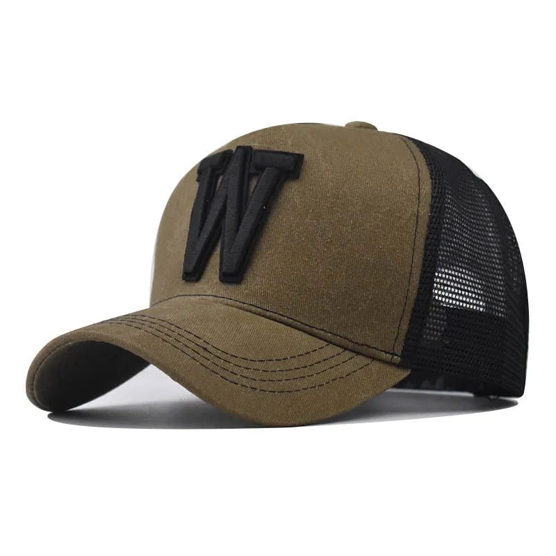 Fashion Women Men Mesh Baseball Cap Male Lady Breathable W Embroidery Snapback Hats Unisex Trucker Hats Cap For Women Men